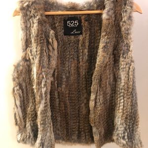 525 America Rabbit Fur Vest - Multicolor/Brown